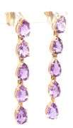 14kt Yellow gold pear shaped amethyst 5 stone drop earrings