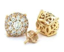 10kt Yellow gold 0.75ctw diamond cluster earrings