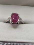 Very fine one Ruby 2.50 CW ring in silver with diamond accent