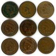 9 Different Indian Head Cents: 1964-1909