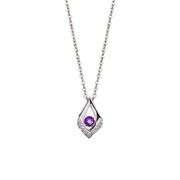 Sterling silver with center dancing Amethyst pendant with side moissanite