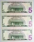 (3) Superb Crisp $5 2021 Star Replacement Notes New York-Consecutive!