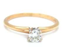 14kt Yellow gold 1/4ct round brilliant cut diamond ring