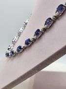 Unbelievable very fine Tanzanite and diamond Necklace in Silver – GGA Certified