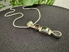 .925 Sterling Silver Garnet Pendant w/ 18" Italian Round Box Chain