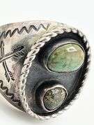 925 Sterling Vintage Natural Turquoise Silver Vintage Native American Featuring Crossed Arrows Stamp