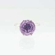 Beautiful 6.5 Ct Natural Purple Amethyst Solid Sterling Rose Cut Ring