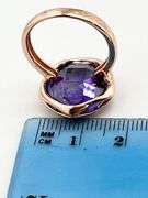 925 Sterling Silver Faceted Amethyst Held within A Distinctive Star Shape Ring