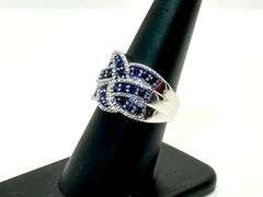 Stunning 14 Kt White Gold Plate 7 Cttw Simulated Midnight Blue Sapphire Ring.