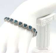 Ravishing Brand New European 14.55CTW Princess-Cut Very Rare London Blue Topaz & Diamond Bracelet In