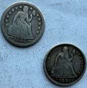 1854 O & 1891  Seated Dimes