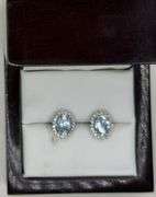 Very Fine Aquamarine & Diamond Earrings in 14kt White Gold | 2Cttw