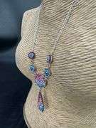 Original Handmade Mosaico Pendant & Chain 16" 925 Sterling Silver Mexico Artistic Jewelry