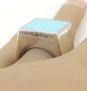 925 Sterling silver Pianegonda square turquoise signed ring
