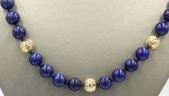 Lapis and gold beaded necklace