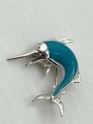 14KT White Gold Le Vian Blue Enamel Sworfish Brooch