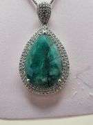 Magnificent Emerald and diamond in Silver Necklace– GLA Certified