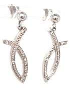 Modern 14K WG Dangle Post Earrings with Diamonds