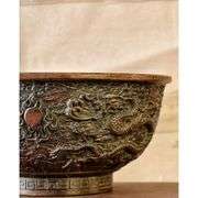 Chinese Copper Dragon and Phoenix Feng Shui Bowl