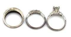 Group lot of 3 Vintage 925 sterling silver cubic zirconia rings