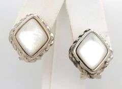 925 Sterling silver Mother of pearl cable classic earrings