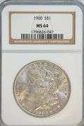 Creamy-white virtual Gem BU 1900 Morgan Silver Dollar. NGC MS64