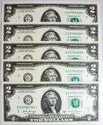 (5) Superb Crisp $2 2017A Star Replacement Notes Chicago-Consecutive!