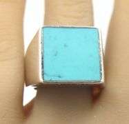 925 Sterling silver Pianegonda square turquoise signed ring