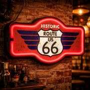 Route 66 LED Neon Sign Vintage-Style Retro Wall Decor