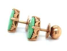 14kt Yellow gold Green Jade stud earrings