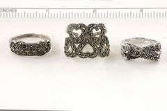 Sterling & Marcasite Rings - Lot of 3