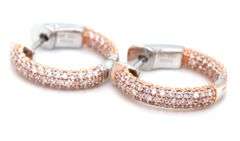 14kt Yellow gold 1ctw pave diamond in and out hoop earrings