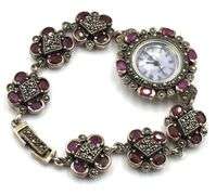 925 Sterling silver and ruby ladies watch
