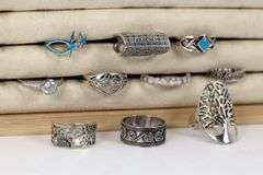 Sterling Silver .925 Curated Lot of 10 Rings Various Sizes & Styles