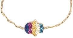 925 Sterling silver multi color cubic zirconia Hamsa bracelet