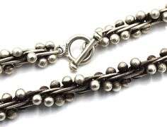 Set of 925 Sterling silver Edinburg Hallmarked beaded necklace and matching bracelet and ring