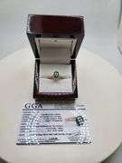 Very fine one Emerald ring in silver 14k gold plated with diamond accent