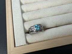 Sterling Silver Natural Gemstone Blue Topaz Ring Size 6