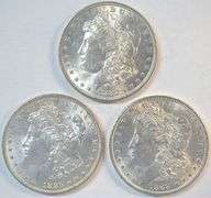 Lustrous BU 1882, 1886, & 1888 'P' Mint Morgan Silver Dollars