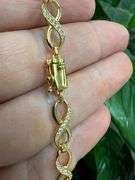 Gold Plated 925 Sterling Silver CZ 6mm Infinity Link Bracelet 7"