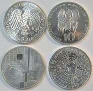 Gem SILVER 1987 & 1997 German 10 Marks and 2004 & 2007 10 Euros
