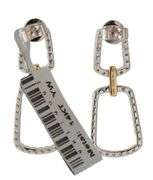 New 0.58ctw Diamond Open Geometric Two Tone Drop Earrings in 14K