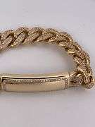 BRAND NEW CERTIFIED MEN'S CUBAN LINK DIAMOND ID BRACELET. 18K GOLD