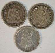 3 Diff. Liberty Seated Dimes in VF, XF, & AU