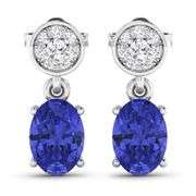 14KT White Gold 1.24ctw Tanzanite and Diamond Earrings