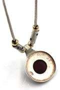 925 Sterling silver Garnet Cab 2 tone pendant on chain
