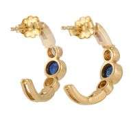 0.70ctw Sapphire and 0.25ctw Diamond Bezel Set J Hoop Earrings in 14K