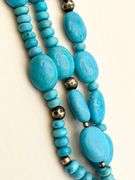 925 Sterling Silver Multi Strands Turquoise Beads With Silver Ball Accent Bracelet