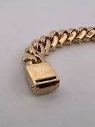 MEN'S 14K YELLOW GOLD AND DIAMOND CUBAN LINK BRACELET. CERTIFIED. OVER 135 GRAMS.