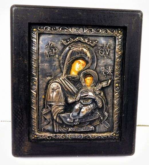 Vintage Greek Theologos 950 Silver Icon